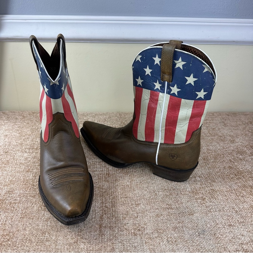 Ariat Old Glory X Toe Leather Flag Cowgirl Boots Women’s Size 9.5B Medium Width